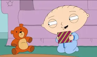 😍 Stewie Griffin Family Guy cartoon, baby, gift, teddy bear, family guy, stewie griffin telegram sticker