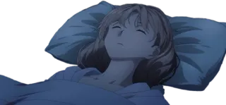 😴 Anime, Dormindo, Noite, Cama, Travesseiro, Cabelo Loiro telegram sticker