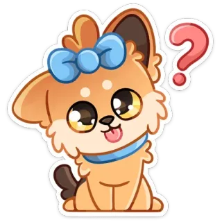 ❓ chien, chiot, dessin animé, point d'interrogation, mignon, animal, autocollant telegram sticker