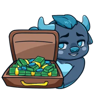 🤑 argent, richesse, espèces, finance, dessin animé, taureau, valise telegram sticker