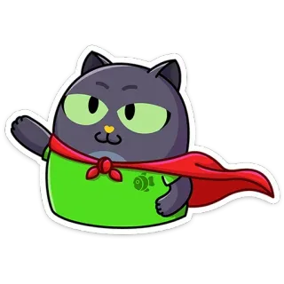 🦸‍♂️ แมว, ซูเปอร์ฮีโร่, ผ้าคลุม, สัตว์, การ์ตูน, สติกเกอร์ telegram sticker
