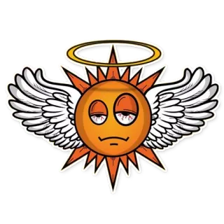 😇 태양, 천사, 날개, 후광, 영적인, 만화 telegram sticker