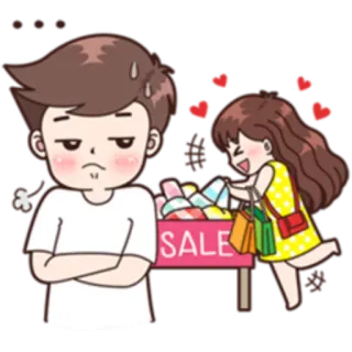 😒 SALE 세일, 쇼핑, 만화, 하트, 커플 whatsapp sticker