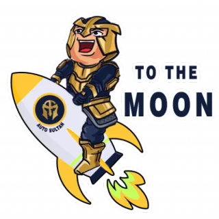 🤩 TO THE MOON rakieta, księżyc, Auto Sultan, naklejka telegram sticker