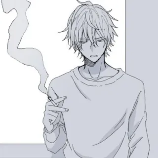 🚬 hút thuốc, thuốc lá, anime, con trai, manga, khói whatsapp sticker