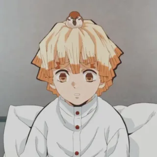 ⚡ Zenitsu Agatsuma Demon Slayer 아가츠마 젠이츠, 귀멸의 칼날, 애니메이션, 만화, 캐릭터, 참새 telegram sticker