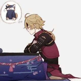 🐕 Thoma Genshin Impact トーマ, 原神, アニメ, ビデオゲーム, ファンアート telegram sticker