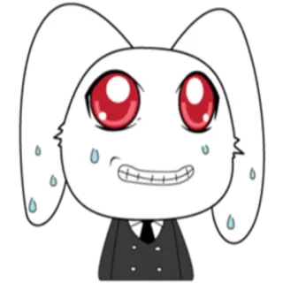 😬 兔子, 卡通, 角色, 西装, 流汗, 焦虑 whatsapp sticker