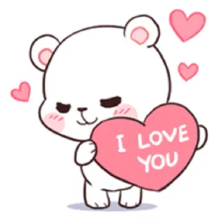 ❤ I LOVE YOU bear, love, heart, cute, cartoon, valentine, greeting, romantic telegram sticker