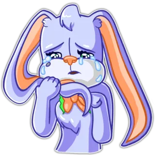 😥 кролик, плачет, морковь, грустный, слёзы, мультфильм telegram sticker