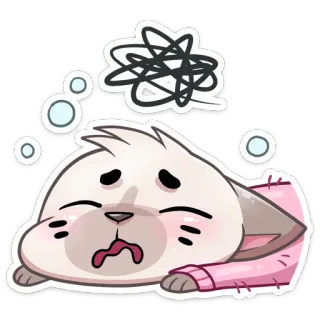 😵 gato, adesivo, cansado, exaustado, sonolento, desenho animado, animal whatsapp sticker