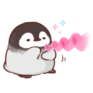💝 chim cánh cụt, dễ thương, động vật, hoạt hình, tình yêu, trái tim telegram sticker