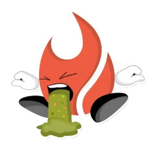 🤮 vomir, malade, feu, dessin animé, maladie, projectile, dégoût telegram sticker