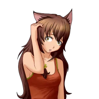 😟 Anime, Garota, Nekomimi, Fofo/a, Confuso/a telegram sticker