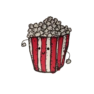 🍿 попкорн, еда, фильм, закуска, милый, мультфильм, красный, полоски telegram sticker