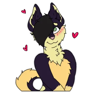 ❤ фурри, животное, мультфильм, милый, сердечки, собака, иллюстрация telegram sticker