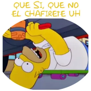 🚗 Homer Simpson The Simpsons QUE SI, QUE NO
EL CHAFIRETE UH Caricatura, Humor, Divertido, Los Simpsons, Homer Simpson telegram sticker