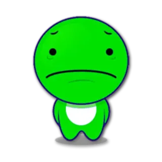 😕 sad, green, cartoon, character, emotion, depressed telegram sticker