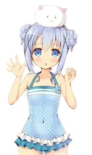 😲 anime girl, cute, swimsuit, manga, kawaii telegram sticker
