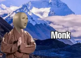 👩‍🦲 Monk Meme, Stonks, Moine, Bouddhisme, Méditation, Spirituel whatsapp sticker