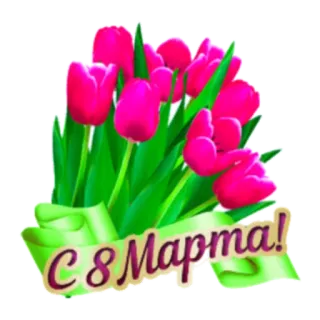 🙂 С 8 Марта! 花, チューリップ, 3月8日, 国際女性デー, 挨拶, 祝日 telegram sticker