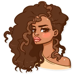 😾 woman, girl, portrait, curly hair, beauty, fashion telegram sticker