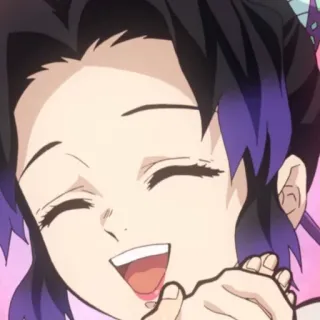 🦋 Shinobu Kocho Demon Slayer Anime, Demon Slayer, Shinobu Kocho, souriant, portrait, dessin animé, joyeux telegram sticker
