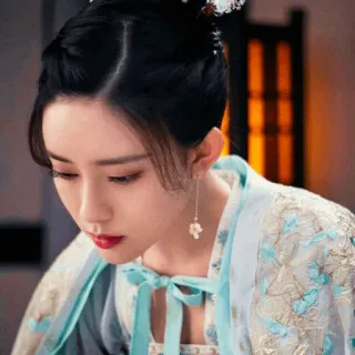 🍓 femme, actrice, portrait, asiatique, traditionnel, robe telegram sticker