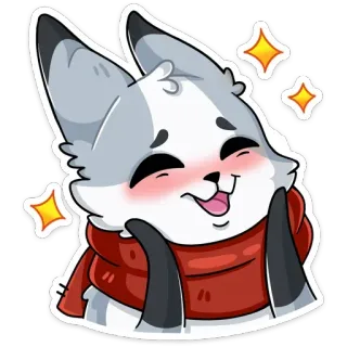 ☺️ lis, uroczy, szalik, zwierzę, kreskówka, szczęśliwy, naklejka telegram sticker