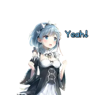 👍 Rem Yeah! Аниме, Милый, Горничная, Re Zero whatsapp sticker