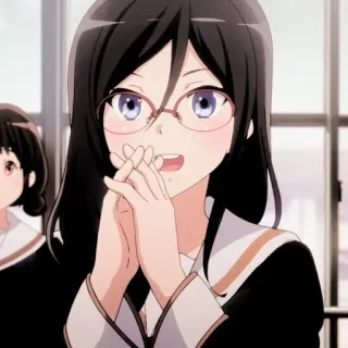 🍭 anime, girl, glasses, school uniform, character, illustration whatsapp sticker
