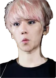 😃 persona, hombre, cantante, kpop, ídolo, masculino, pelo rosa whatsapp sticker