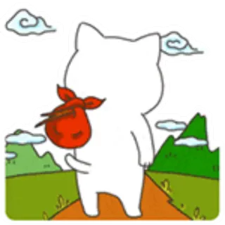 👤 chat, voyage, aventure, dessin animé, voyage, randonneur telegram sticker