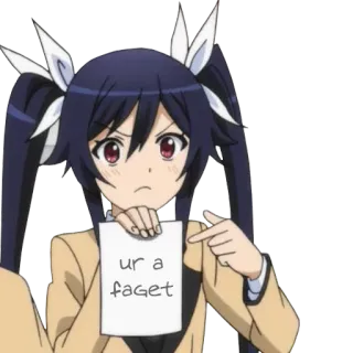🖕 ur a faget anime, dziewczyna, obraźliwe, obraźliwy, obelga telegram sticker