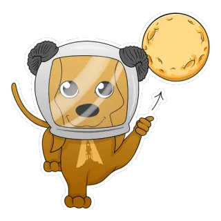 🌕 perro, astronauta, luna, espacio, animal, lindo, mascota whatsapp sticker