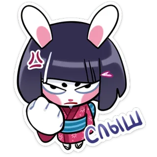 👊 Слышь arrabbiato, coniglio, anime, cartone animato, personaggio whatsapp sticker