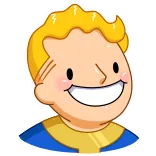 😃 Vault Boy Fallout Vault Boy, Fallout, videojuego, dibujos animados, personaje, sonriendo telegram sticker
