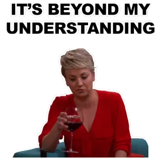 👄 IT'S BEYOND MY UNDERSTANDING donna, vino, comprensione, Kaley Cuoco, The Big Bang Theory telegram sticker