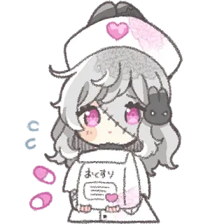 🥡 おくすり enfermera, anime, dibujos animados, medicina, hospital, lindo, vendaje telegram sticker