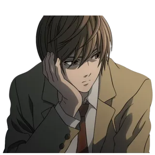 😐 Light Yagami Death Note Anime, Manga, Death Note, Light Yagami, Pensando telegram sticker