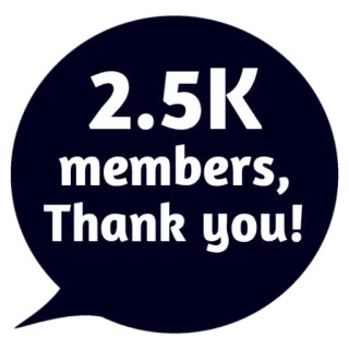 😵 2.5K members, Thank you! membros, obrigado, celebração, comunidade telegram sticker