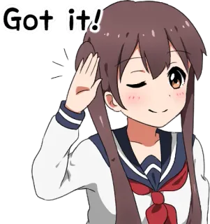 😉 Got it! anime, girl, school uniform, wink, salute, Got it! telegram sticker