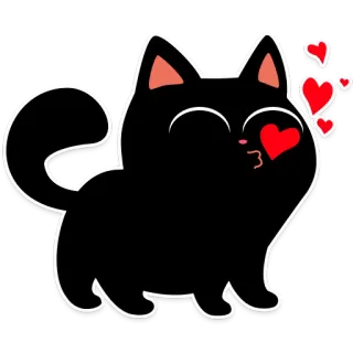 😘 Katze, Liebe, Herzen, Tier, süß, Cartoon, schwarze Katze, Zuneigung telegram sticker