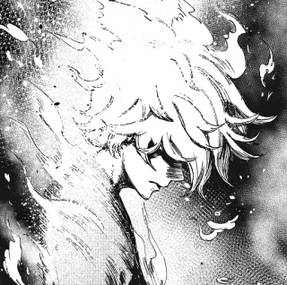 ☠️ anime, manga, fire, black and white, illustration telegram sticker