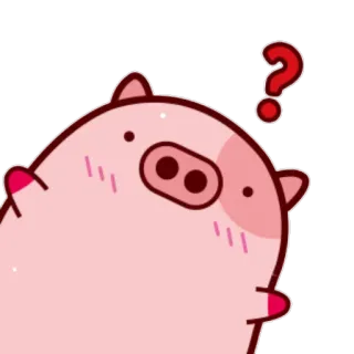 🤔 cochon, autocollant, dessin animé, point d'interrogation, mignon, rose, animal whatsapp sticker