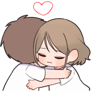😍 объятие, пара, любовь, нежность, аниме, мультфильм, сердце telegram sticker