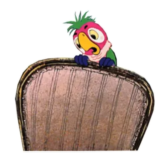 🥺 loro, dibujos animados, pájaro, silla, colorido whatsapp sticker