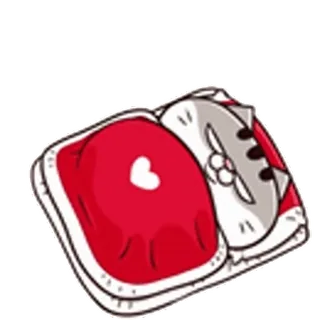 🥴 Katze, Bett, Schlafend, Niedlich, Decke, Herz, Cartoon telegram sticker