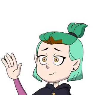 🤚 Amity Blight The Owl House dibujo animado, personaje, bruja, ola, saludo telegram sticker