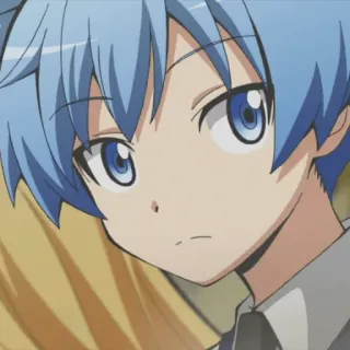 😐 Nagisa Shiota Assassination Classroom anime, manga, nagisa shiota, assassination classroom, blue hair, character, school, student telegram sticker